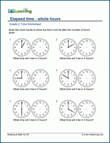 grade 2 time worksheets elapsed time hours k5 learning