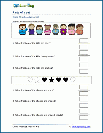 Fractional part of sets worksheets