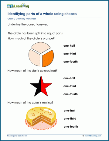 Parts of a whole worksheets