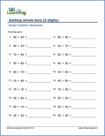 Second grade math worksheets - free & printable