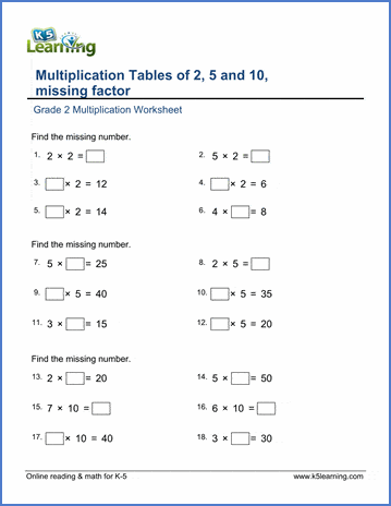 for 1 worksheet of grade table 2 Worksheet Grade 2,  tables: Multiplication 2 10  5,