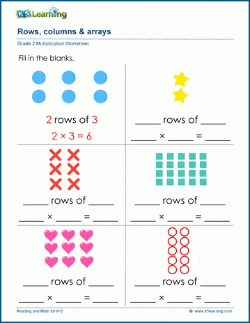 Arrays worksheets grade 2