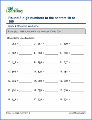 Grade 2 Rounding Worksheet - Round Numbers To The Nearest 10 Or 100 | K5 Learning
