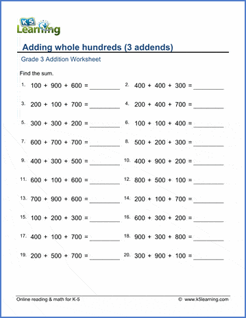 grade 3 addition worksheet adding whole hundreds 3