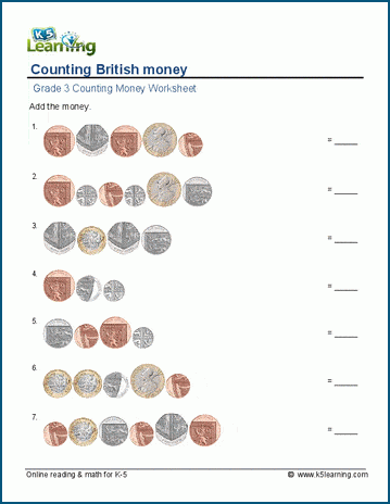 British money worksheet