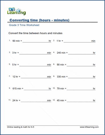 grade 3 time worksheet converting units of time k5 learning