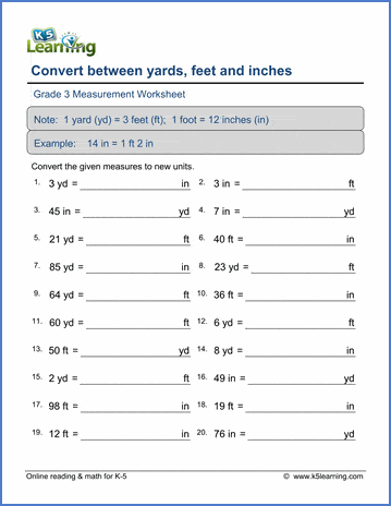 Inches Feet Yards Worksheets