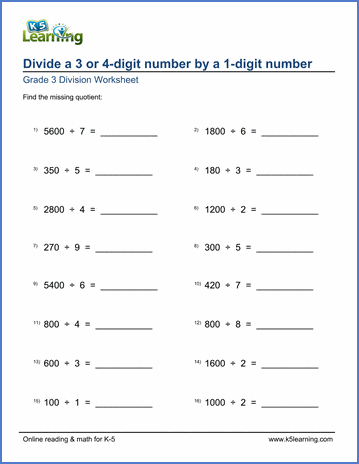 math division grade 3 printable long division worksheets