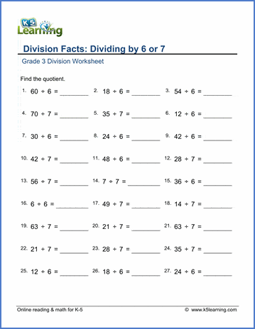 Grade 3 Division Worksheets free printable K5 Learning