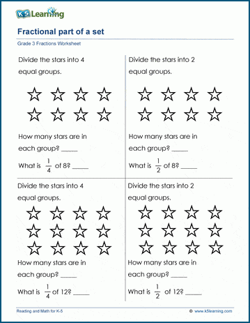 Fractional Part Of A Set Worksheets K5 Learning