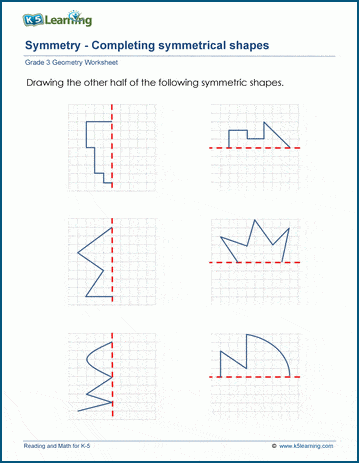 symmetrical shapes worksheets k5 learning