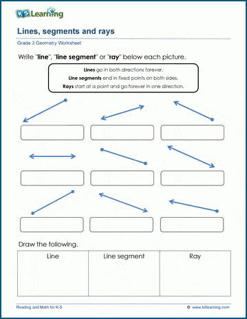 Naming Lines Line Segments And Rays Worksheet