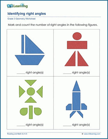 Right angles worksheets | K5 Learning