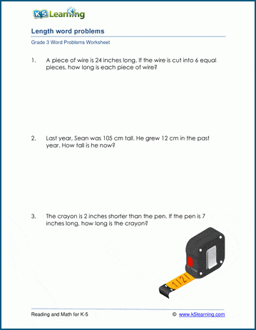 Grade 3 Length Word Problems | K5 Learning