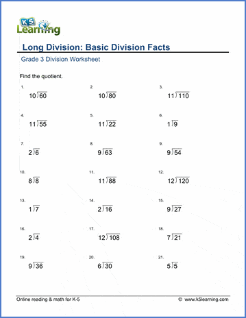 worksheet 4 kv class for maths Long division: math worksheet basic 3 division Grade