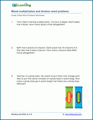 multiplication and division word problem math worksheets for grade 3