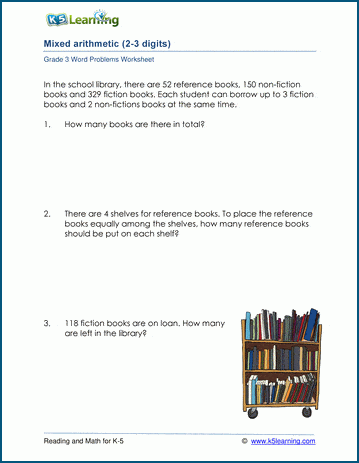 grade 3 mixed word problems column math k5 learning