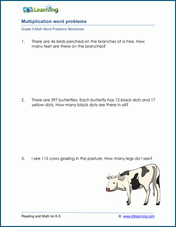 More multiplication word problems [more multiplication] worksheet