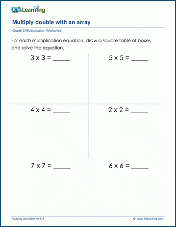 Draw and multiply with arrays worksheets