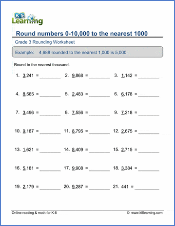 rounding worksheets rounding 4 digit numbers to the nearest 1 000 k5 learning