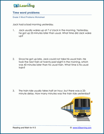 grade 3 telling time word problems k5 learning