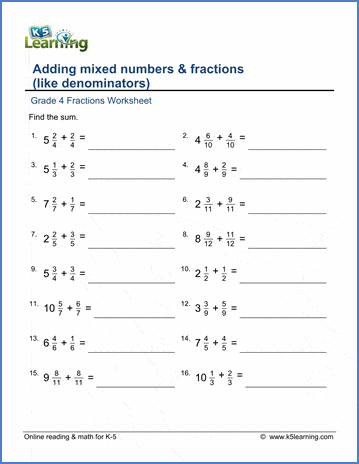 elementary math worksheets fractions