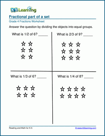 fractional part of sets worksheets k5 learning