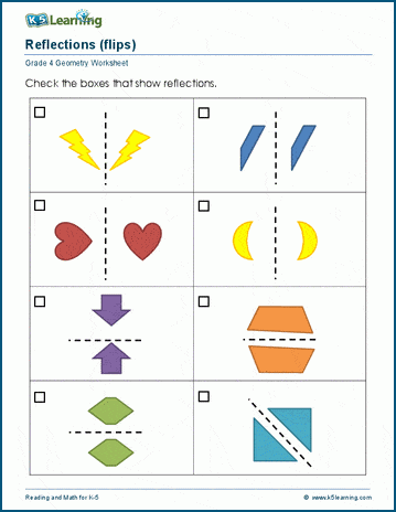 Reflections (flips) Worksheets | K5 Learning