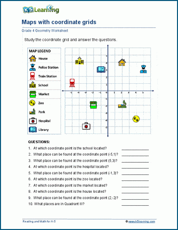 Grade 4 Map With Coordinate Grid A 