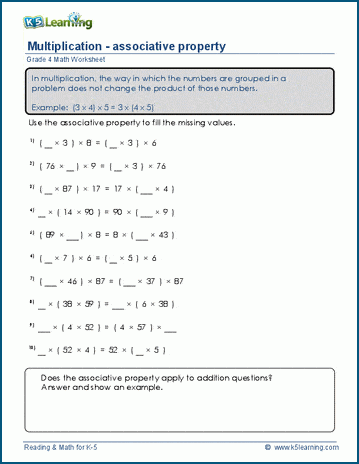 Properties Worksheets