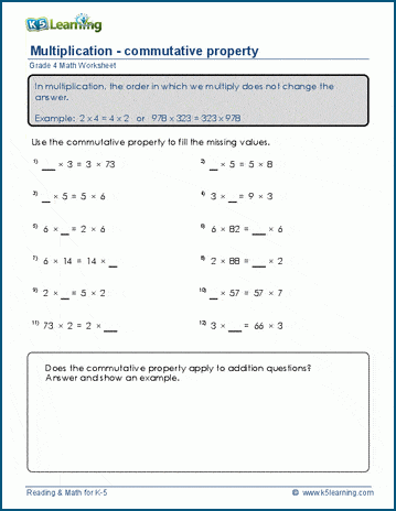 Properties of Integers Operation With Examples and Questions