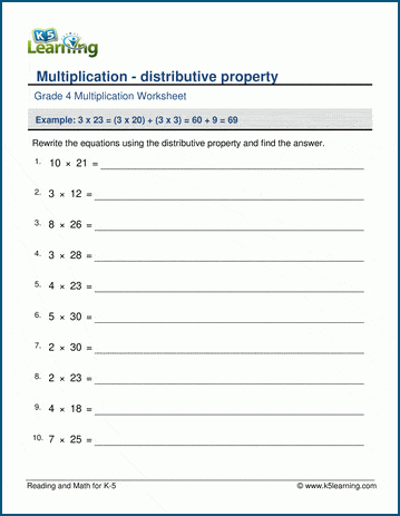 Distributive property worksheets | K5 Learning