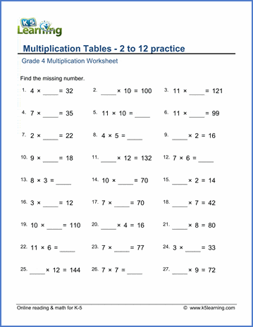 multiplication and division worksheets grade 4