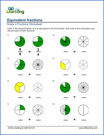 for 4 worksheets grade maths fractions Coloring worksheets: 4 in Grade Fractions equivalent