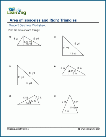 Grade 5 Area Of Triangles 