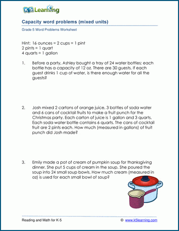 Convert Units of Capacity Worksheet (printable, online, answers)