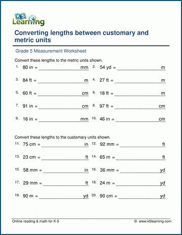 Metric Conversion Worksheet Grade 9 Worksheets For Kindergarten