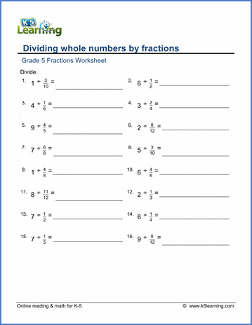 Dividing Whole Numbers 5th Grade Worksheet