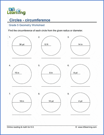 Radius diameter and circumference worksheets