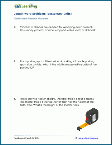 Length Word Problems For Grade 5 K5 Learning