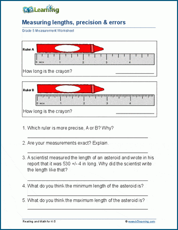 Measuring lengths, precision & errors worksheet