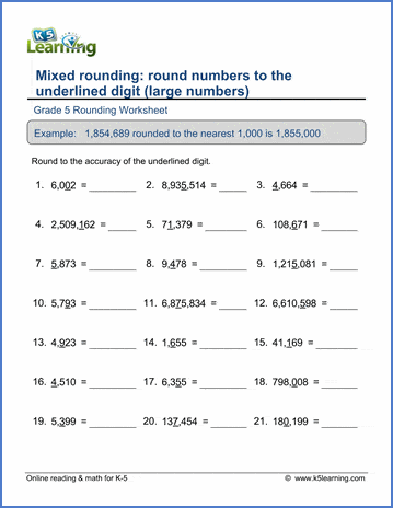 Rounding Numbers activity for 5