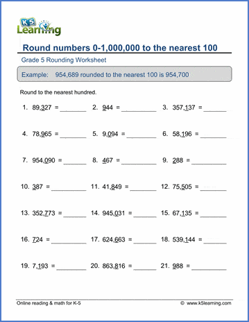 grade 5 rounding worksheets round 6 digit numbers to nearest 100 k5 learning