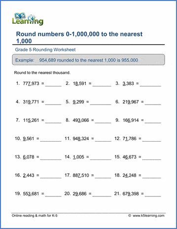 grade 5 rounding worksheets round 6 digit numbers to nearest 1 000 k5 learning