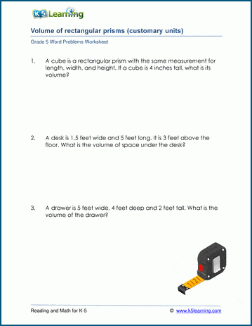 volume of a rectangular prism worksheet