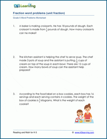 Division With Unit Fractions Word Problems K5 Learning