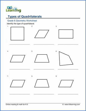 identifying quadrilaterals worksheets grade 5 geometry