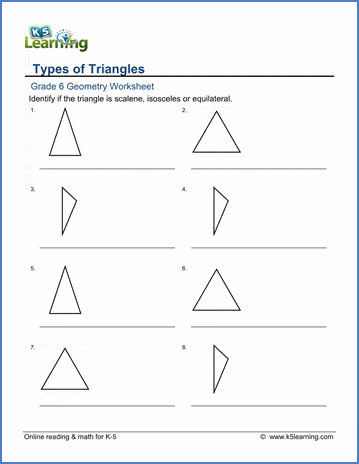 Grade 6 Geometry Worksheets: Classifying Triangles | K5 Learning