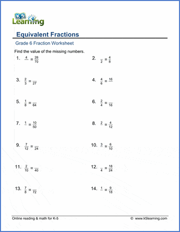 Fractions Worksheets 6th Grade