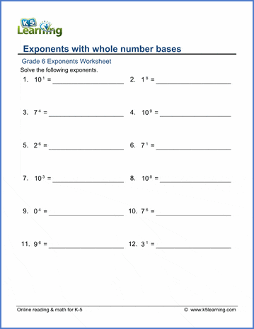 Exponents With Whole Number Bases | K5 Learning